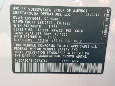 2019 Volkswagen Atlas 2.0T SE