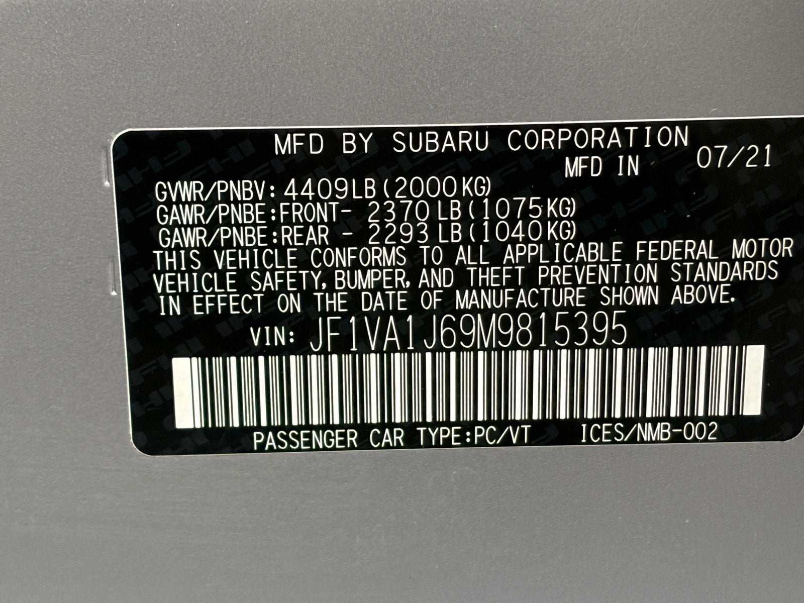 2021 Subaru WRX Limited
